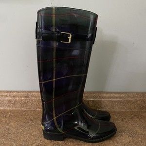 Lauren Ralph Lauren Womens Tartan Plaid Rossalyn II Rain Boots  Size 7B  New
